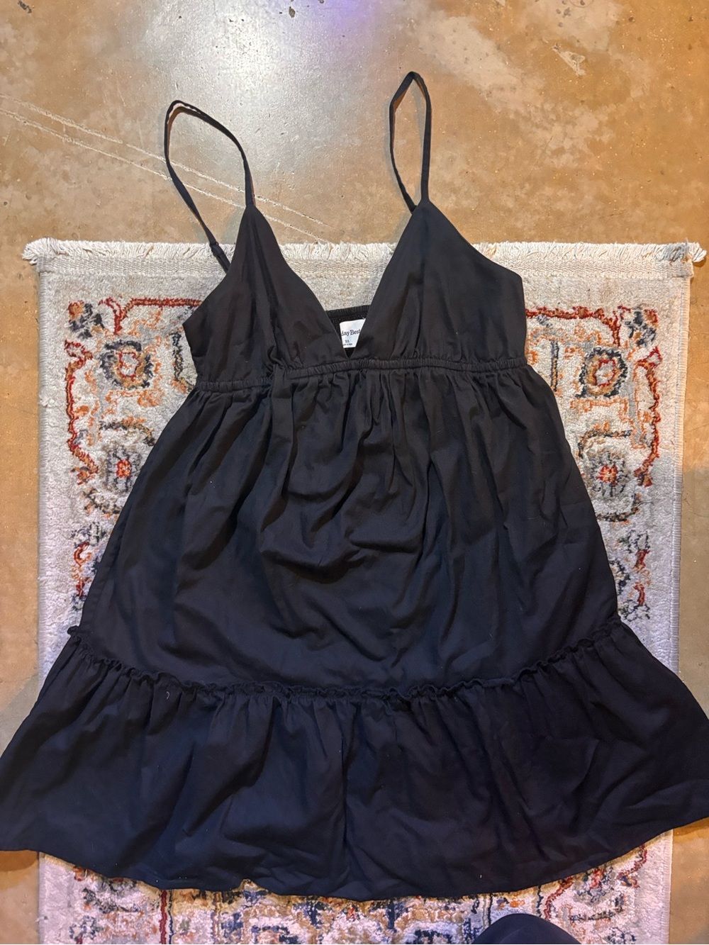 Aritzia Black Satin-Feel Spaghetti Strap Slip Dress